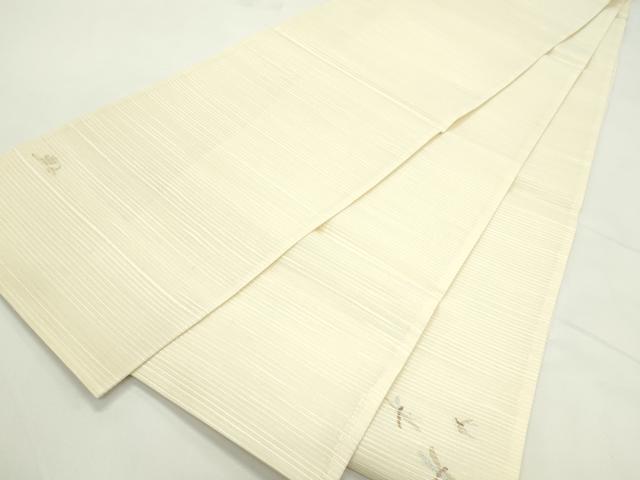 平和屋着物＊夏物　能州紬　絲藝苑　上島洋山　太鼓柄袋帯　トンボ　枝葉文　銀糸　正絹　逸品　CABL5594rv