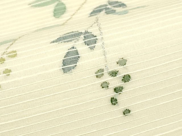 平和屋着物＊夏物　能州紬　絲藝苑　上島洋山　太鼓柄袋帯　トンボ　枝葉文　銀糸　正絹　逸品　CABL5594rv