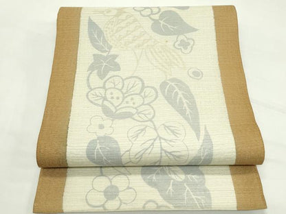 平和屋着物＊夏物　全通柄袋帯　花鳥文　正絹　逸品　CABL5595rv