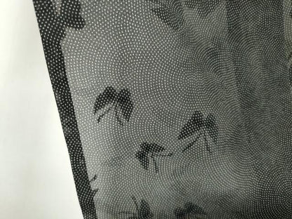 平和屋着物＊夏物　江戸小紋　舞蝶紋紗　鮫小紋柄　黒地　正絹　逸品　CABL5605ou