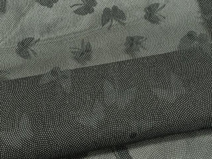 平和屋着物＊夏物　江戸小紋　舞蝶紋紗　鮫小紋柄　黒地　正絹　逸品　CABL5605ou