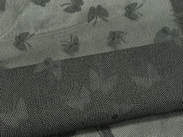 平和屋着物＊夏物　江戸小紋　舞蝶紋紗　鮫小紋柄　黒地　正絹　逸品　CABL5605ou