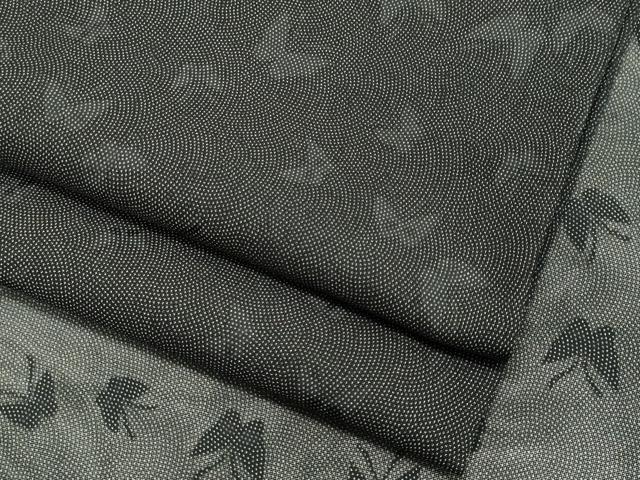 平和屋着物＊夏物　江戸小紋　舞蝶紋紗　鮫小紋柄　黒地　正絹　逸品　CABL5605ou