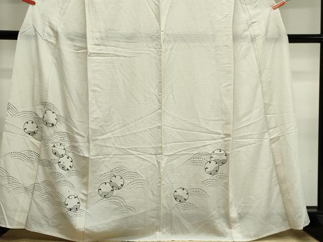 平和屋着物＊夏物　訪問着　絽　立波千鳥紋　金彩　正絹　逸品　CABL5606ou