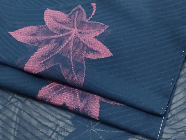 平和屋着物＊夏物　小紋　紗　舞楓文　正絹　逸品　CABL5607ou