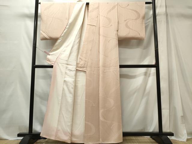 平和屋着物■上質な色無地　紐文　薄卵色　正絹　逸品　CABL5611ou