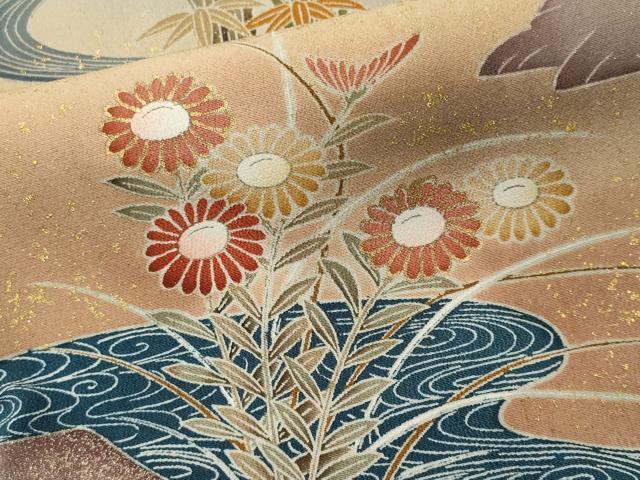 平和屋着物■豪華黒留袖　駒刺繍　御所車流水花文　暈し染め　金彩　正絹　逸品　CABL5616ou