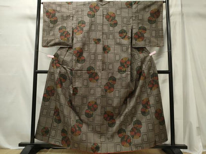 平和屋着物■本場大島紬　7マルキ　草花丸文　正絹　逸品　CABL5618ou