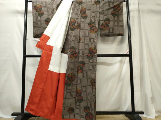 平和屋着物■本場大島紬　7マルキ　草花丸文　正絹　逸品　CABL5618ou