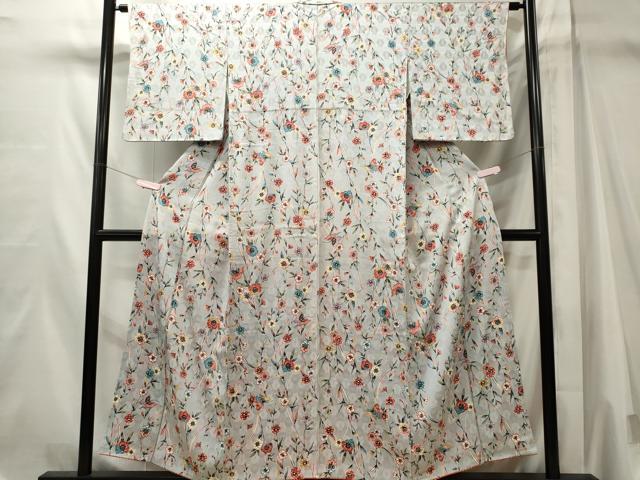 平和屋着物■上質な小紋　舞蝶枝花文　正絹　逸品　CABL5619ou
