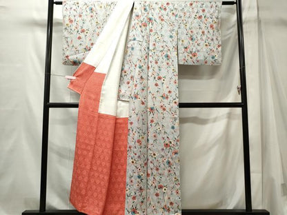 平和屋着物■上質な小紋　舞蝶枝花文　正絹　逸品　CABL5619ou