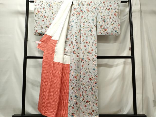 平和屋着物■上質な小紋　舞蝶枝花文　正絹　逸品　CABL5619ou