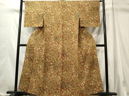 平和屋着物■上質な小紋　草花文　鬼しぼ縮緬　正絹　逸品　CABL5622ou