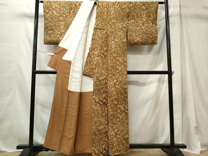 平和屋着物■上質な小紋　草花文　鬼しぼ縮緬　正絹　逸品　CABL5622ou