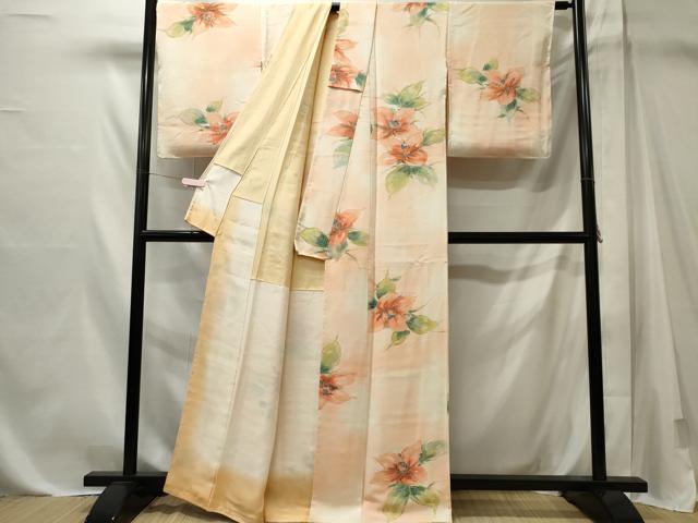 平和屋着物■上質な小紋　草花文　暈し染め　正絹　逸品　CABL5624ou