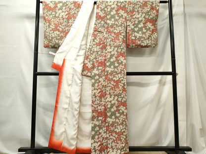 平和屋着物■上質な小紋　草花文　鬼しぼ縮緬　正絹　逸品　CABL5630ou