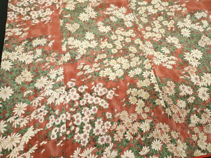 平和屋着物■上質な小紋　草花文　鬼しぼ縮緬　正絹　逸品　CABL5630ou