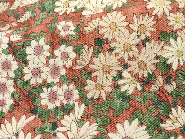 平和屋着物■上質な小紋　草花文　鬼しぼ縮緬　正絹　逸品　CABL5630ou