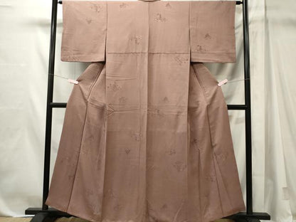 平和屋着物■上質な色無地　風景地紋　鳩羽鼠色　正絹　逸品　CABL5632ou