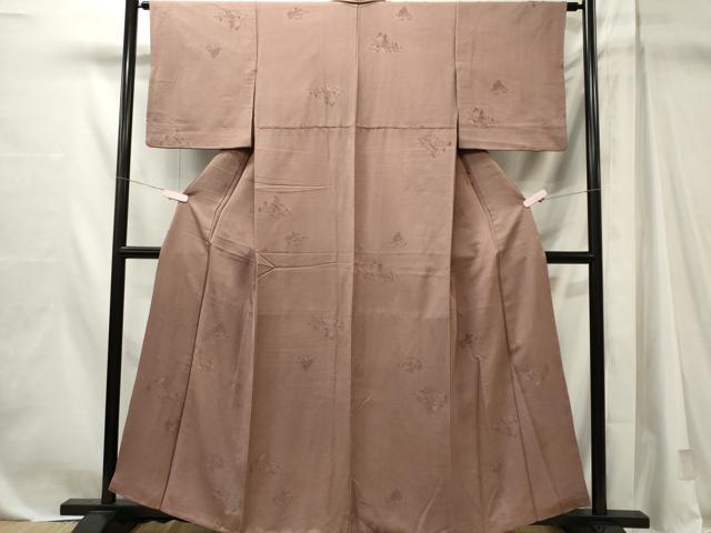 平和屋着物■上質な色無地　風景地紋　鳩羽鼠色　正絹　逸品　CABL5632ou