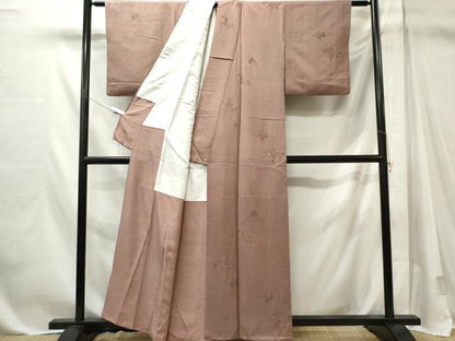 平和屋着物■上質な色無地　風景地紋　鳩羽鼠色　正絹　逸品　CABL5632ou