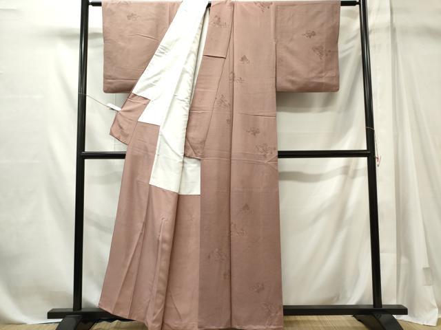 平和屋着物■上質な色無地　風景地紋　鳩羽鼠色　正絹　逸品　CABL5632ou