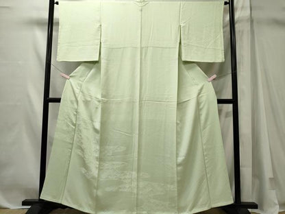 平和屋着物■豪華色留袖　霞梅青海波地紋　白緑色　正絹　逸品　CABL5633ou