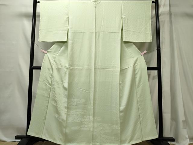 平和屋着物■豪華色留袖　霞梅青海波地紋　白緑色　正絹　逸品　CABL5633ou