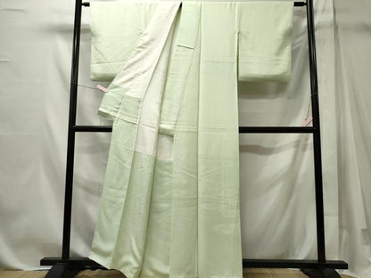 平和屋着物■豪華色留袖　霞梅青海波地紋　白緑色　正絹　逸品　CABL5633ou