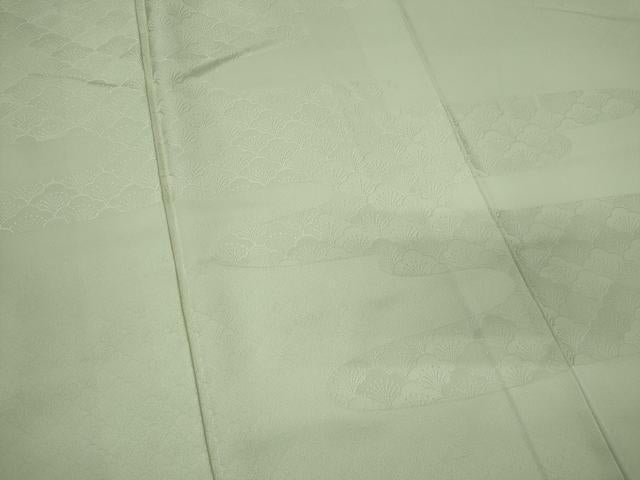 平和屋着物■豪華色留袖　霞梅青海波地紋　白緑色　正絹　逸品　CABL5633ou