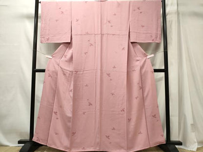 平和屋着物■上質な色無地　舞葉地紋　石竹色　正絹　逸品　CABL5634ou