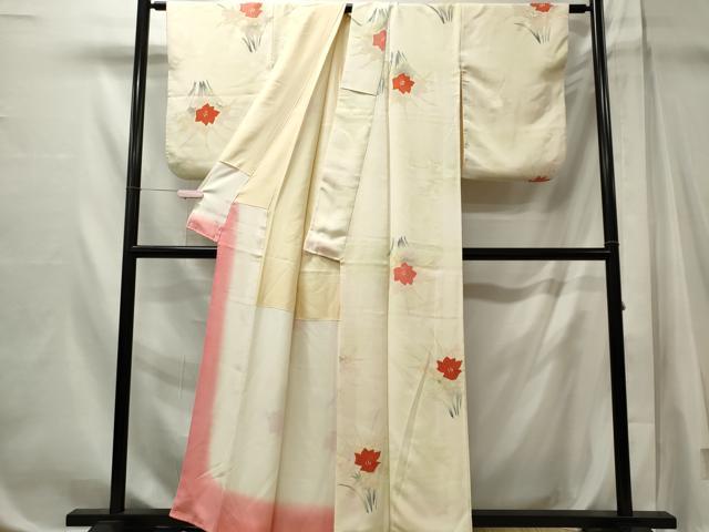 平和屋着物■上質な小紋　草花文　暈し染め　正絹　逸品　CABL5639ou