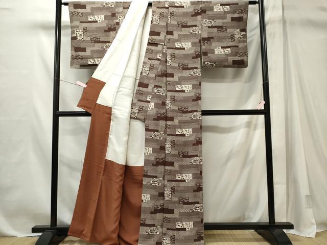 平和屋着物■上質な小紋　横段吉祥草花文　正絹　逸品　CABL5642ou