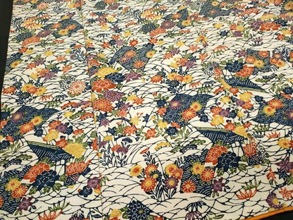 平和屋着物■上質な小紋　型染め　風景草花文　正絹　逸品　CABL5644ou