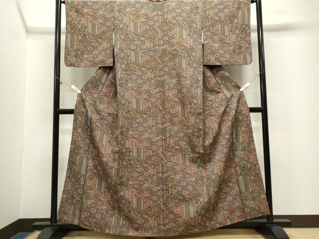 平和屋着物■小紋　切嵌花鳥文　洗える着物　CABL5652ou
