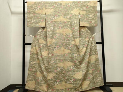 平和屋着物■上質な小紋　雲取り草花丸文　正絹　逸品　CABL5679ou