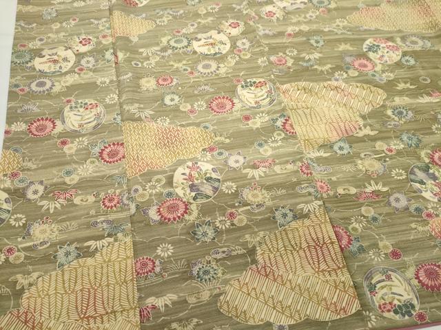 平和屋着物■上質な小紋　雲取り草花丸文　正絹　逸品　CABL5679ou