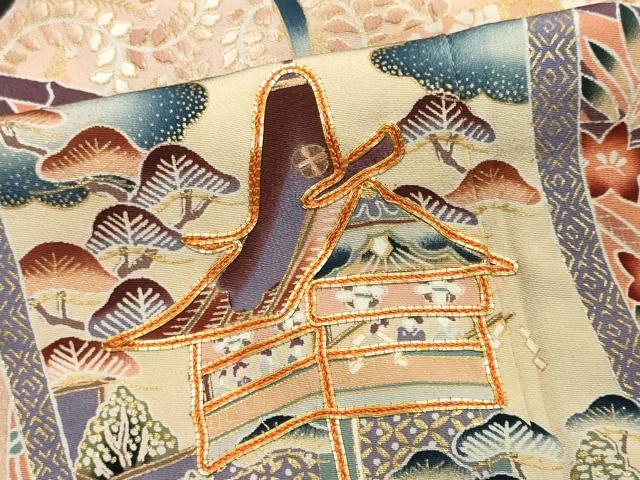 平和屋着物■豪華黒留袖　駒刺繍　絵巻風景文　暈し染め　金彩　正絹　逸品　CABL5683ou