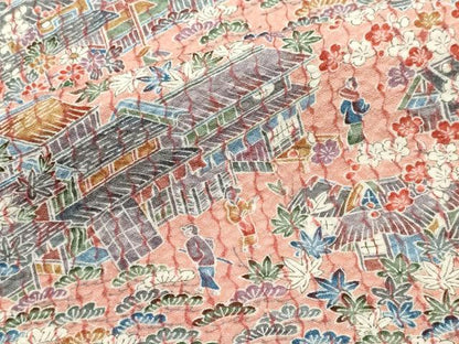 平和屋着物■上質な小紋　人物風景花文　正絹　逸品　CABL5684ou