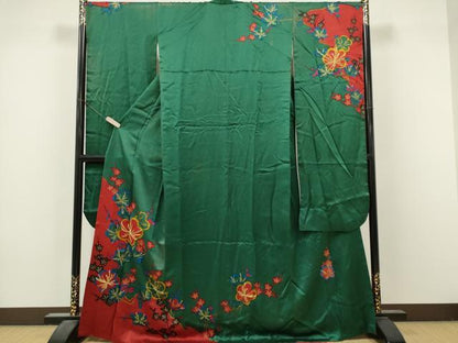 平和屋着物■豪華振袖　刺繍　枝梅文　金彩　正絹　逸品　CABL5694ou
