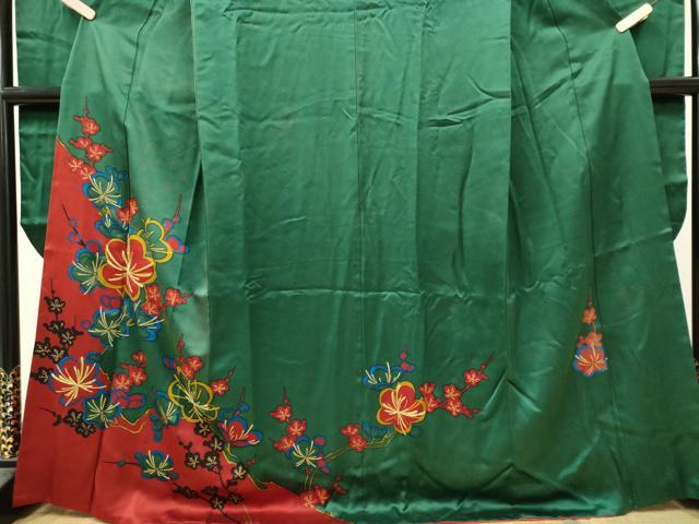 平和屋着物■豪華振袖　刺繍　枝梅文　金彩　正絹　逸品　CABL5694ou