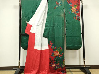 平和屋着物■豪華振袖　刺繍　枝梅文　金彩　正絹　逸品　CABL5694ou