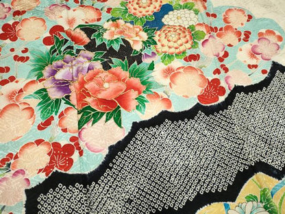 平和屋着物■豪華振袖　絞り　雲取り流水草花文　大丸扱い　正絹　逸品　CABL5700ou