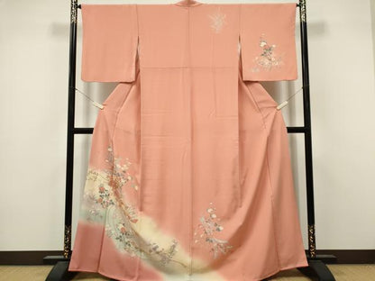 平和屋着物■訪問着　束ね熨斗扇面花文　暈し染め　金銀彩　正絹　逸品　CABL5708ou