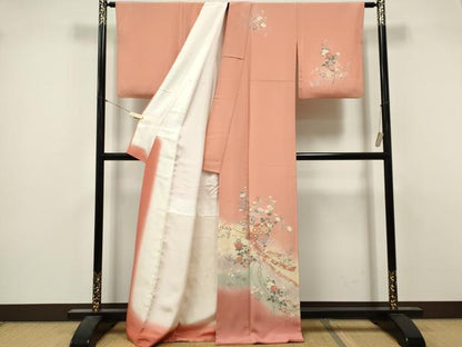 平和屋着物■訪問着　束ね熨斗扇面花文　暈し染め　金銀彩　正絹　逸品　CABL5708ou