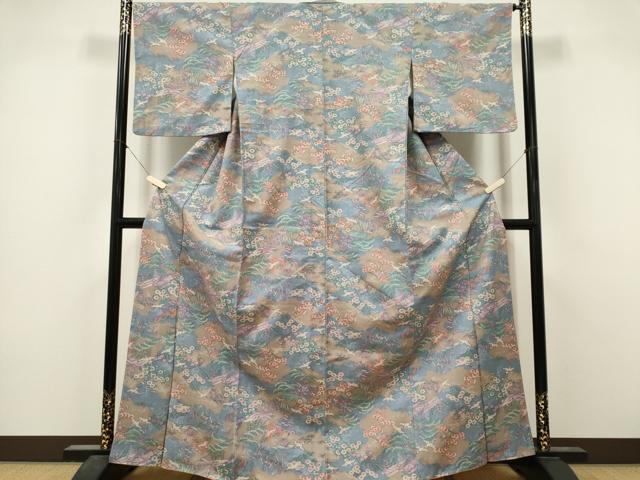 平和屋着物■上質な紬　花鳥風景文　正絹　逸品　CABL5709ou