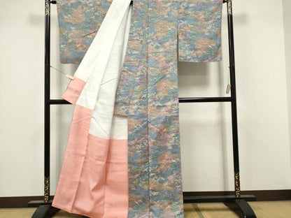 平和屋着物■上質な紬　花鳥風景文　正絹　逸品　CABL5709ou