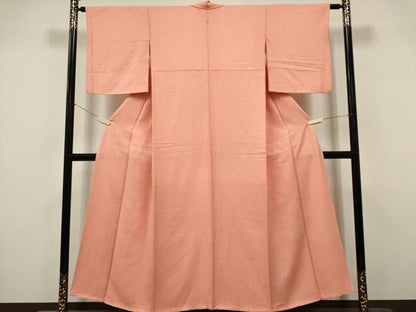 平和屋着物■上質な色無地　珊瑚色　正絹　逸品　CABL5722oy