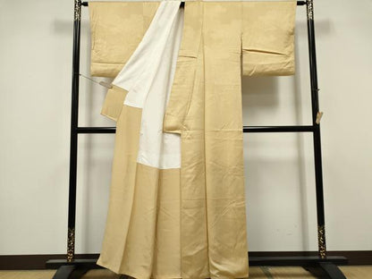 平和屋着物■上質な色無地　雲取り吉祥地紋　浅黄色　正絹　逸品　CABL5723oy