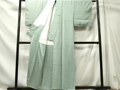 平和屋着物■本草木染作家　瑞寶　色無地　錆青磁色　正絹　逸品　CABL5727oy